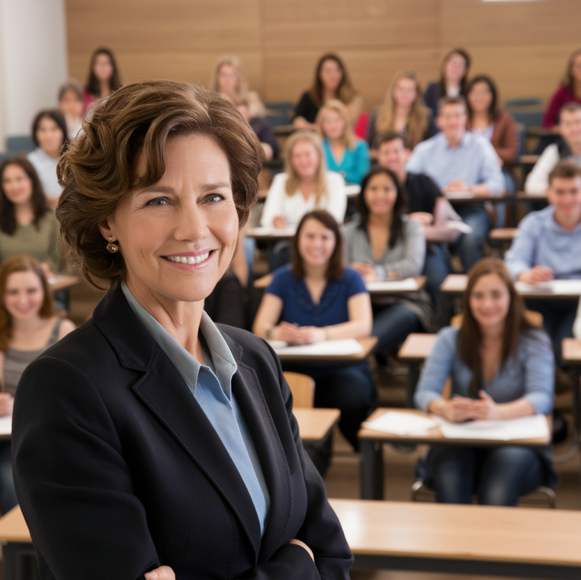 business communication instructor in classroom