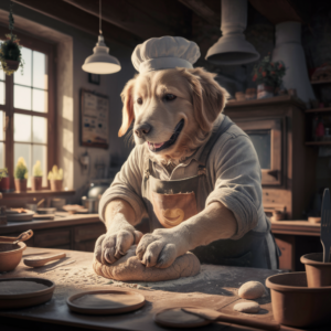 dog making dough