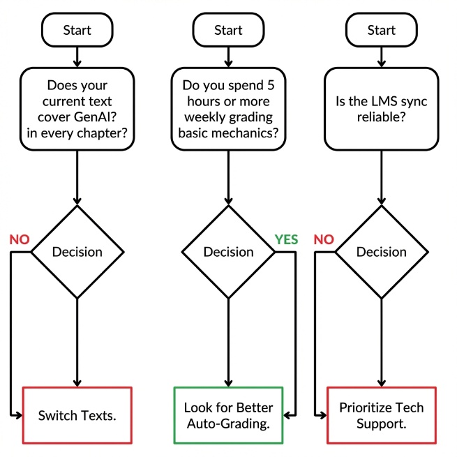 The Switch Diagnostic. If your current resource is failing in any of these critical areas, the switching cost of moving to a new text is likely lower than the cost of staying put.