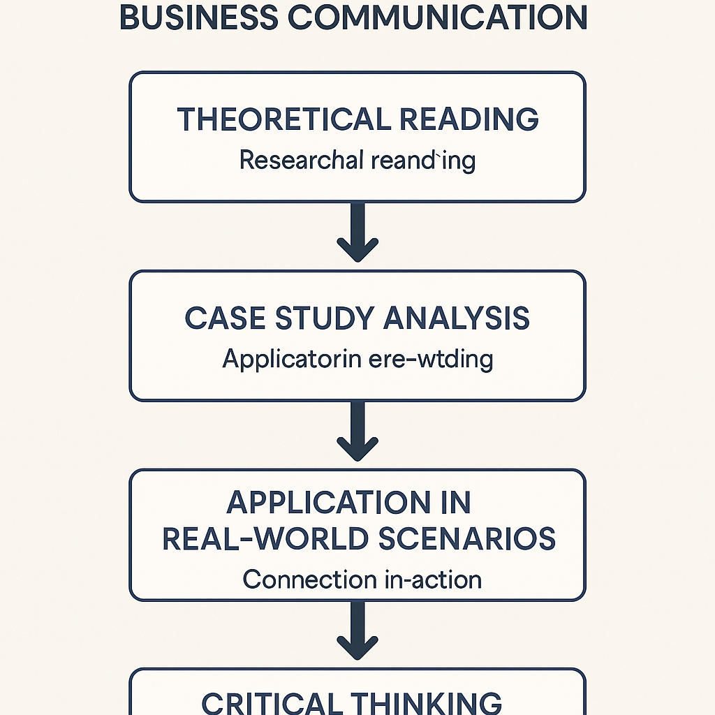 A diagram showing the process of using case studies to apply theoretical knowledge in real-world scenarios.